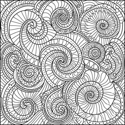Dive into a world of complex beauty with this mesmerizing spiral geometric patterns coloring page, perfect for anyone seeking a mindful artistic challenge. Its intricate coiling forms provide endless opportunities for creative expression and stress relief.
