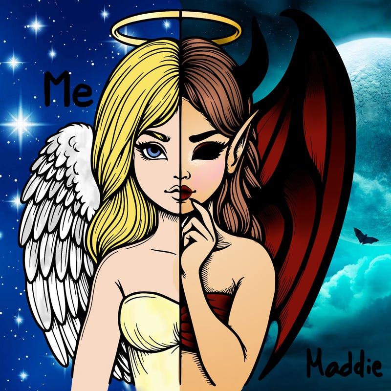 realistic angel half demon