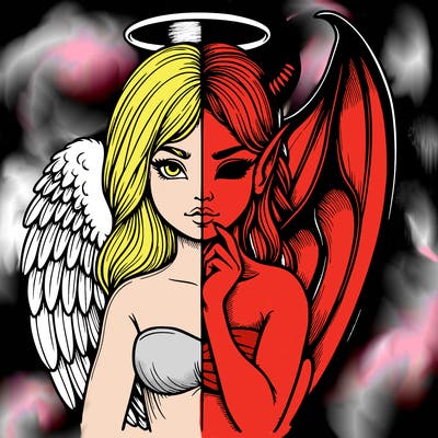 realistic angel half demon