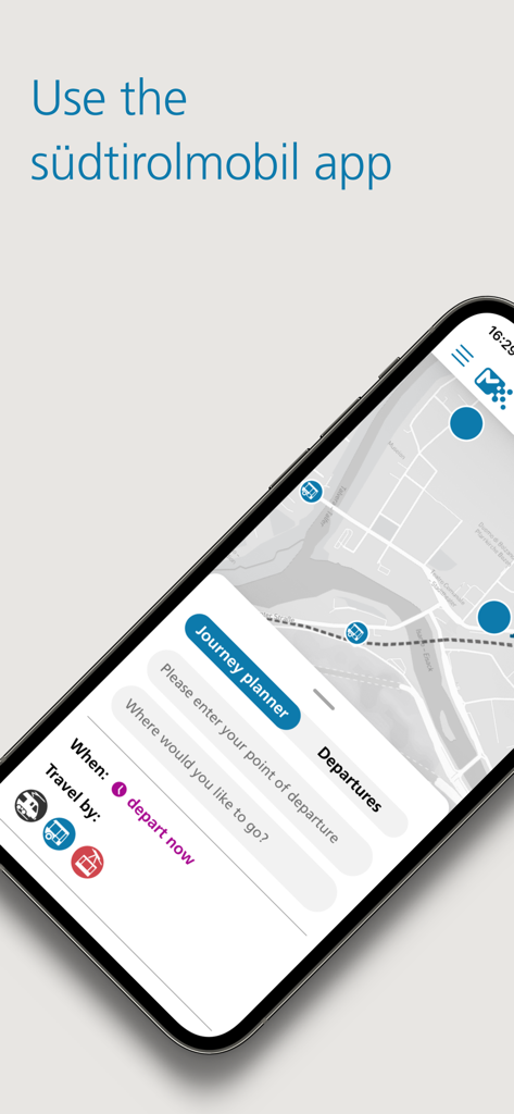 südtirolmobil - Oberfläche des Routenplaners der südtirolmobil Mobile App