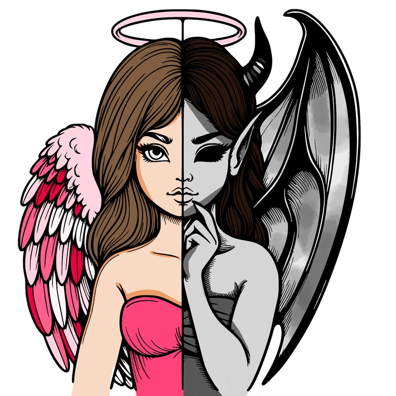 realistic angel half demon