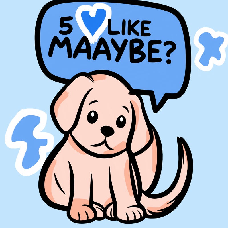a puppy that says 5 like maybe