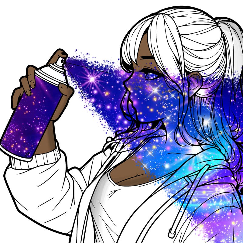 a realistic girl spray, painting