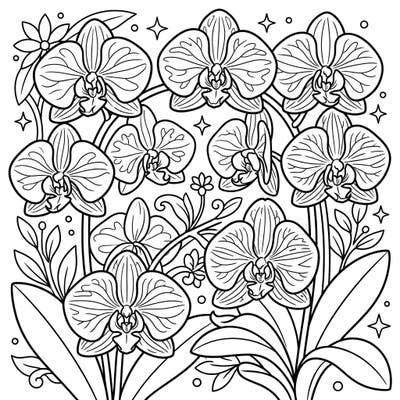 Dive into the beauty of Phalaenopsis orchids with this delightful coloring page designed especially for kids! Featuring graceful flowers and balanced details, it's perfect for young artists to explore their creativity.