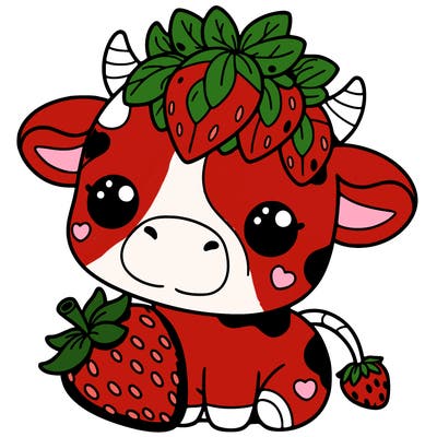 cute strawberry cow
