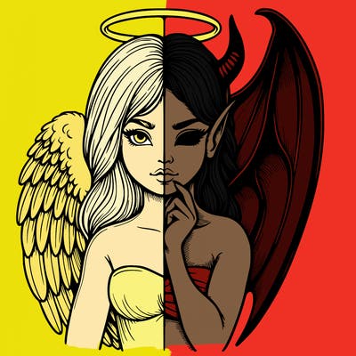 realistic angel half demon