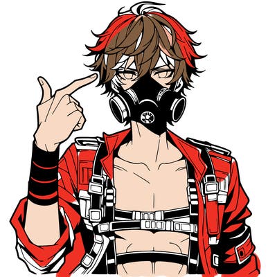 hot anime boy wearing gas mask