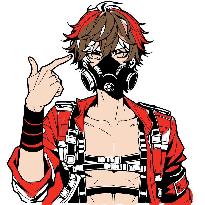hot anime boy wearing gas mask