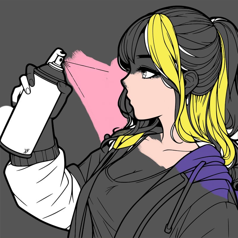 a realistic girl spray, painting
