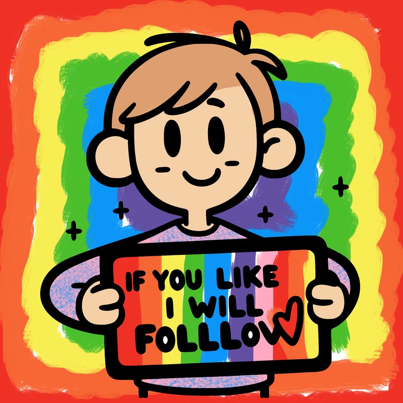 a person holding a sign that says if you like i will follow