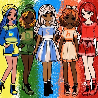 a group of five girls