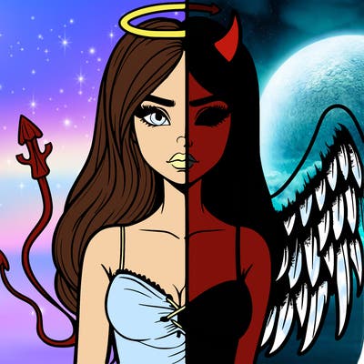 devil vs angel realistic girl
