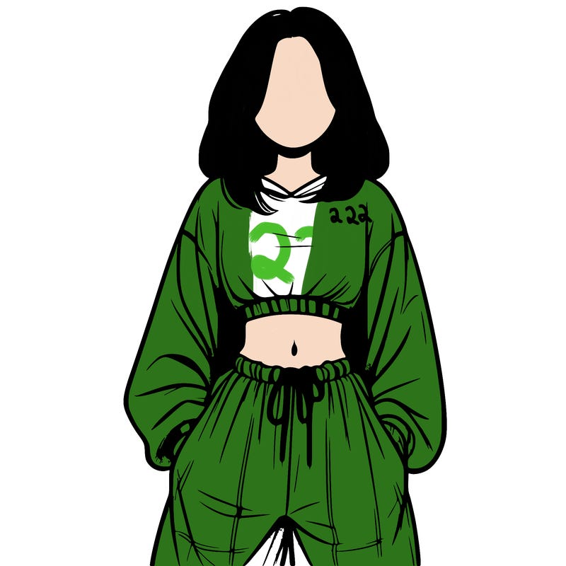 realistic girl faceless with baggy pants and a crop top