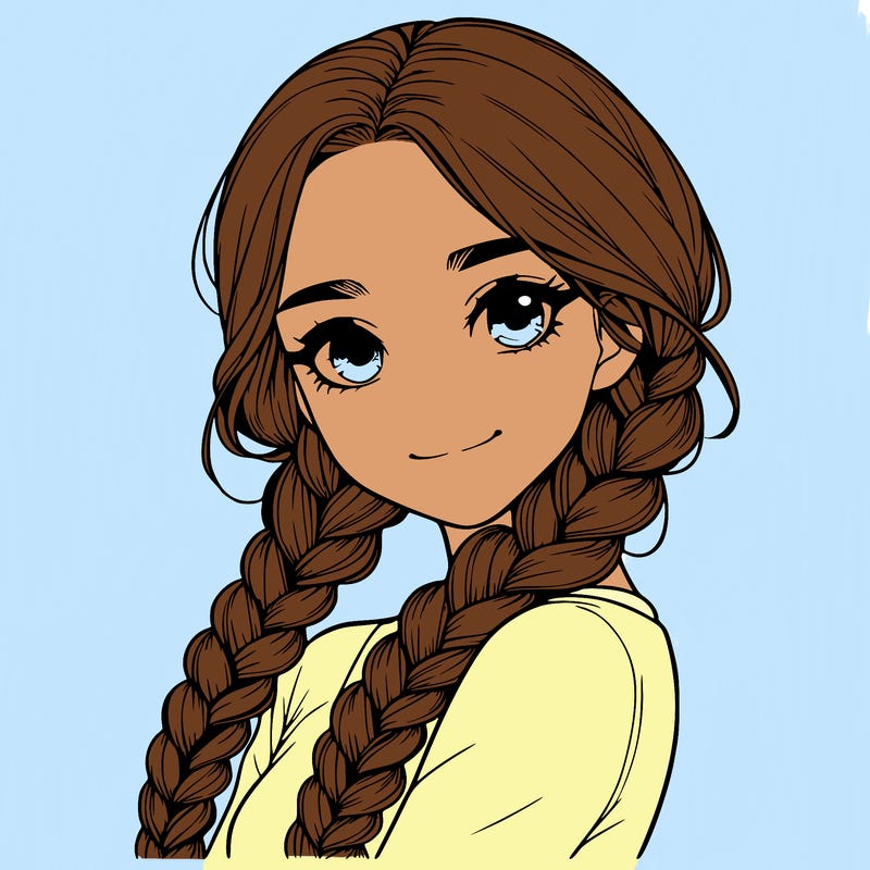 realistic girl with braids