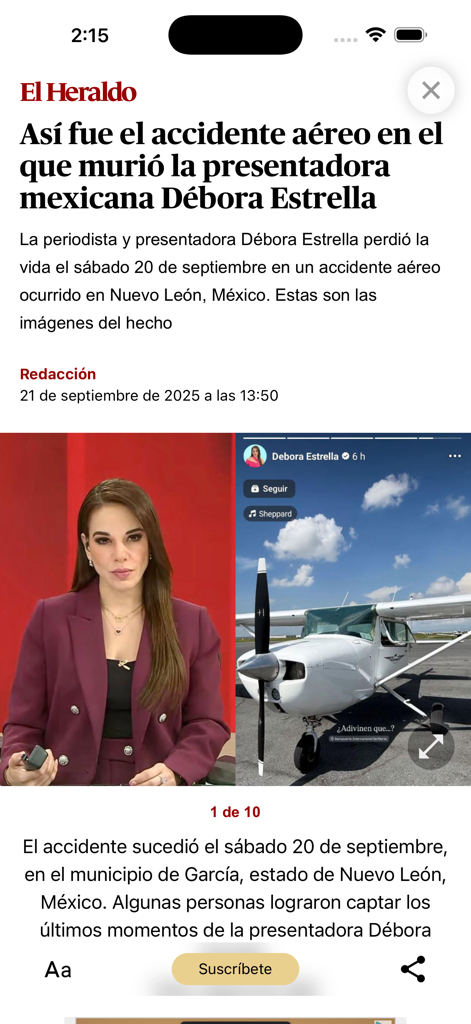 Diario El Heraldo Honduras - A news article shown on the Diario El Heraldo Honduras mobile application interface