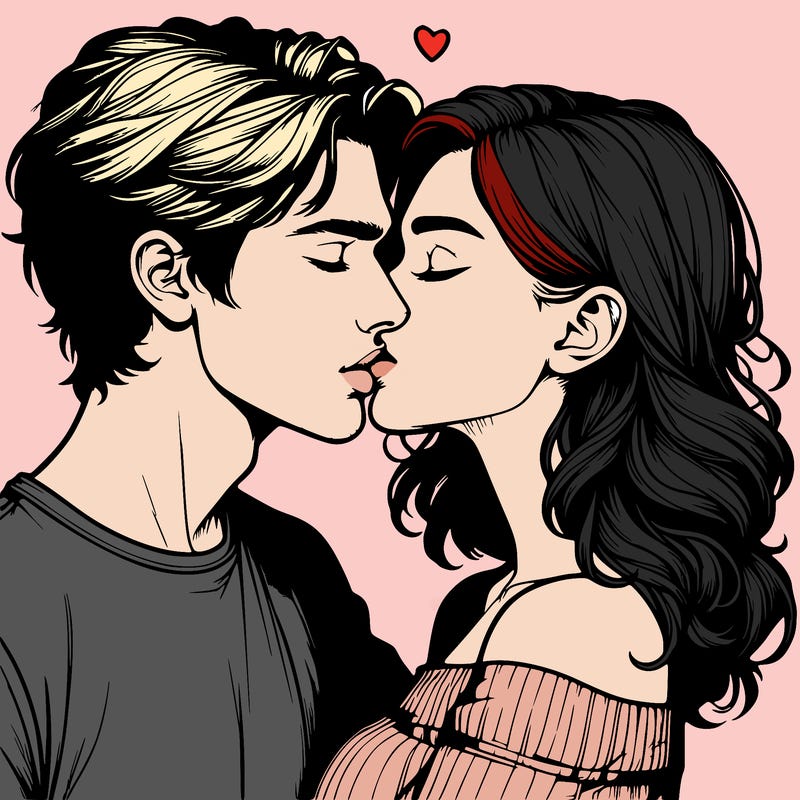 realistic couple kissing