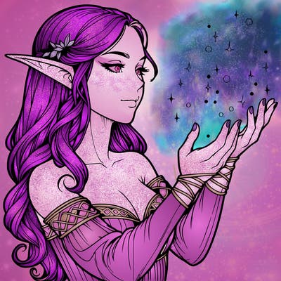 realistic elf girl doing magic