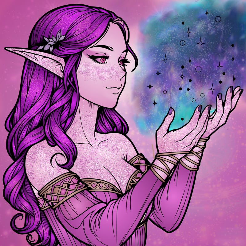 realistic elf girl doing magic