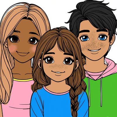 a girl with a boy and girl realistic