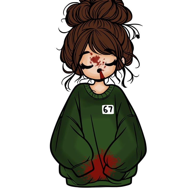 girl with baggy sweatshirt and messy bun