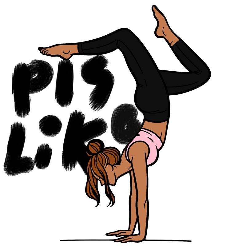 a woman doing a handstand