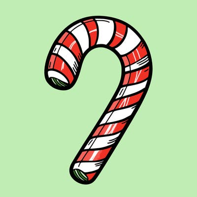 a candy cane with stripes.