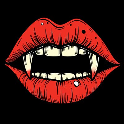 lips with vampire teeth