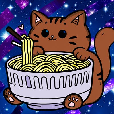 cat with ramen