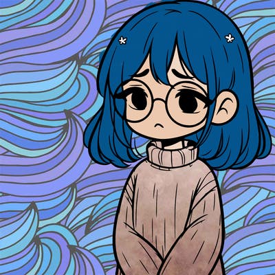 sad girl with glasses in a sweater