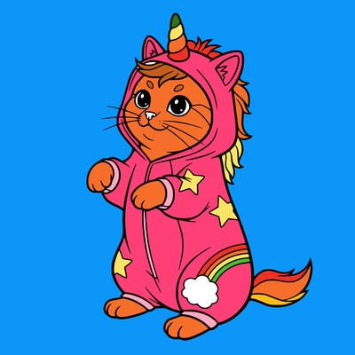 a cat in a unicorn onesie