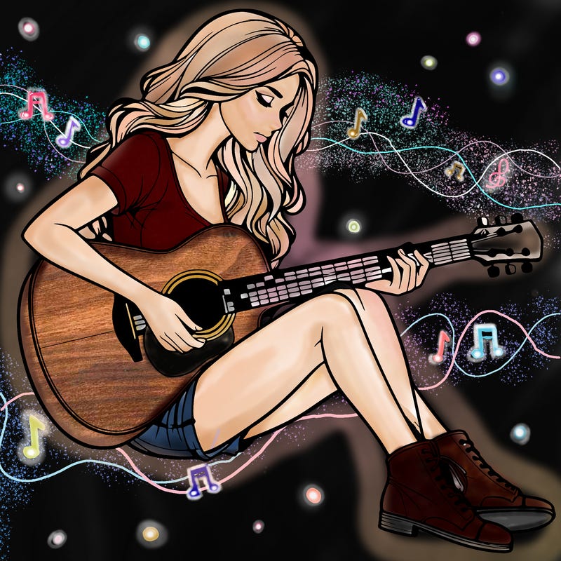 realistic woman play guitar