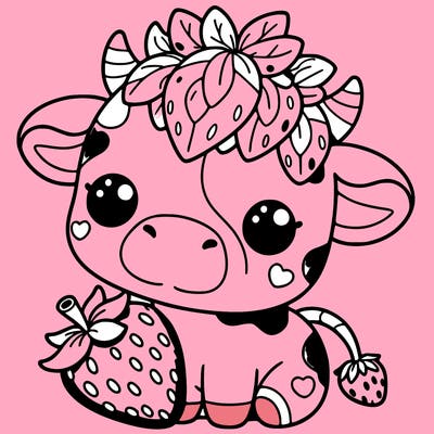 cute strawberry cow
