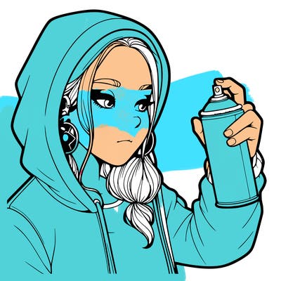 a realistic girl, spray painting