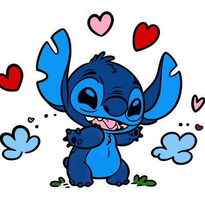 cute, stitch, and hearts