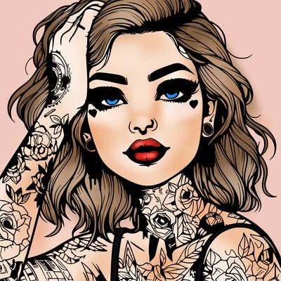realistic girl with tattoos all over