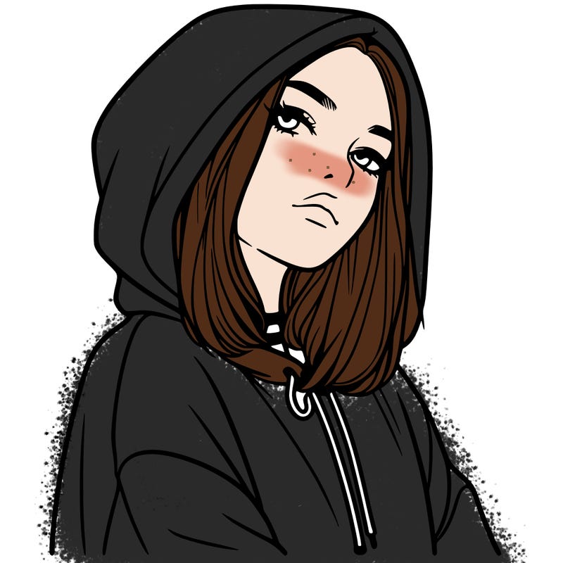 a realistic girl in a hoodie