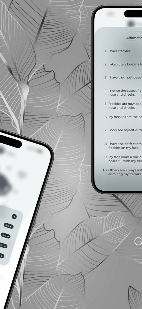 Sound & Soulful - Mobile app screen showing a list of positive manifestation affirmations for beauty and appearance