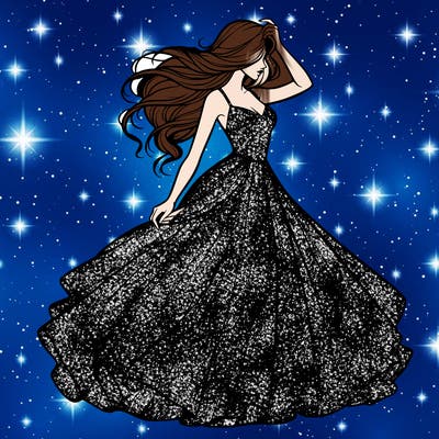 realistic woman with dress flowing in the wind