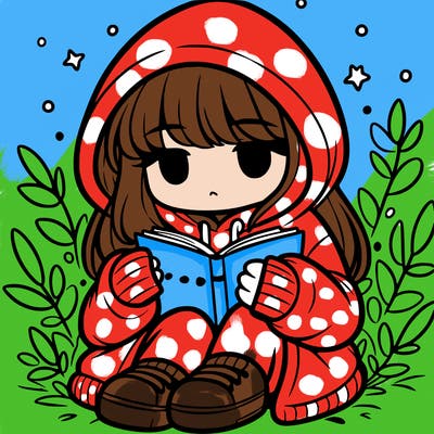 girl in oversized hoodie reading a book