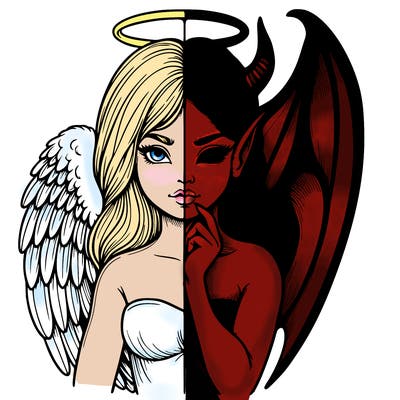 realistic angel half demon