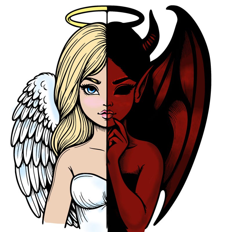 realistic angel half demon