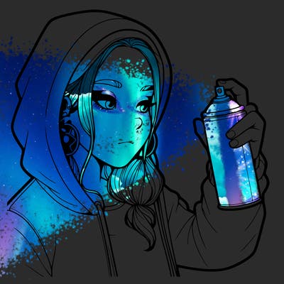 a realistic girl, spray painting
