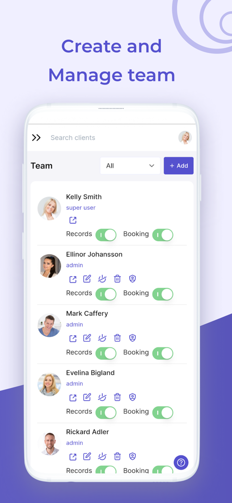 MERIDIQ - MERIDIQアプリのクリニックスタッフおよびユーザー権限管理インターフェース