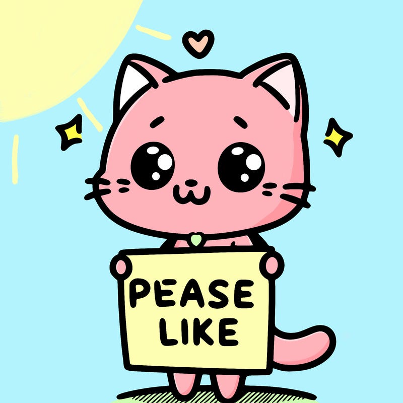 cute cat holding up a sign that says please like