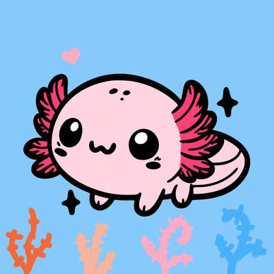 cute easy baby axolotl