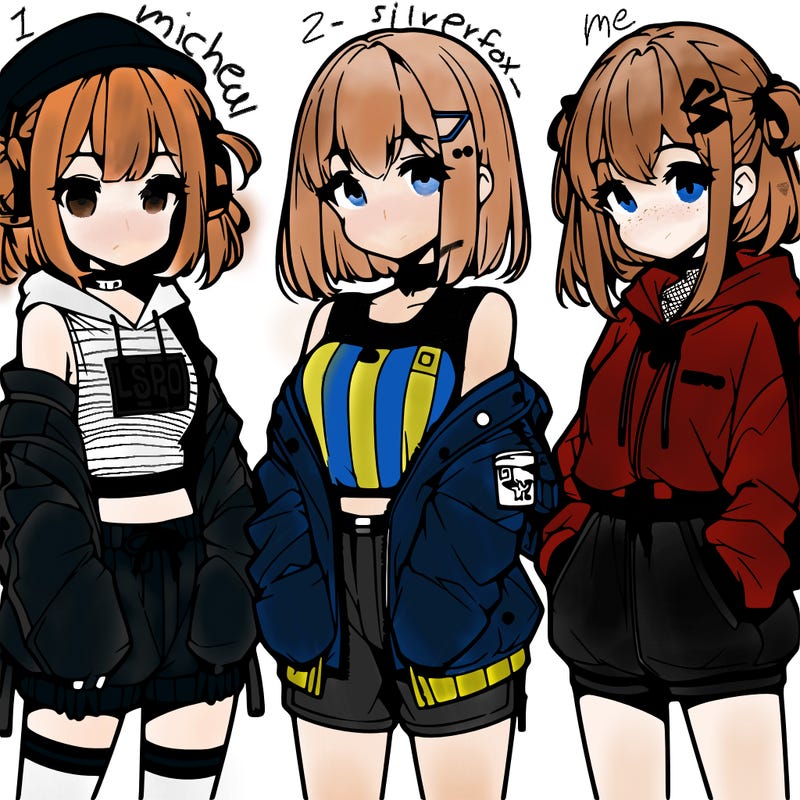 anime girls in streetwear outfits