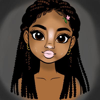a realistic black girl with braids