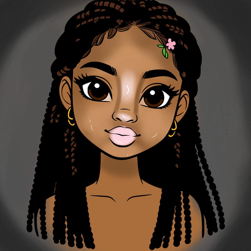 a realistic black girl with braids
