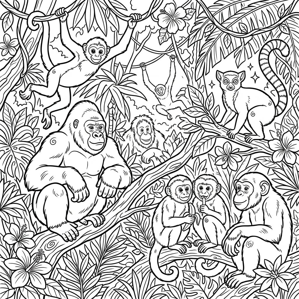 Free Printable Primates Coloring Pages — Color Pop