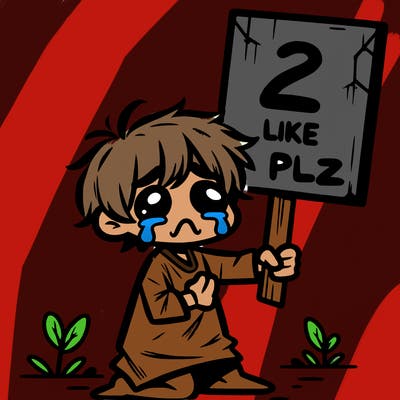 small poor toddler crying with sign that says 2 like plz